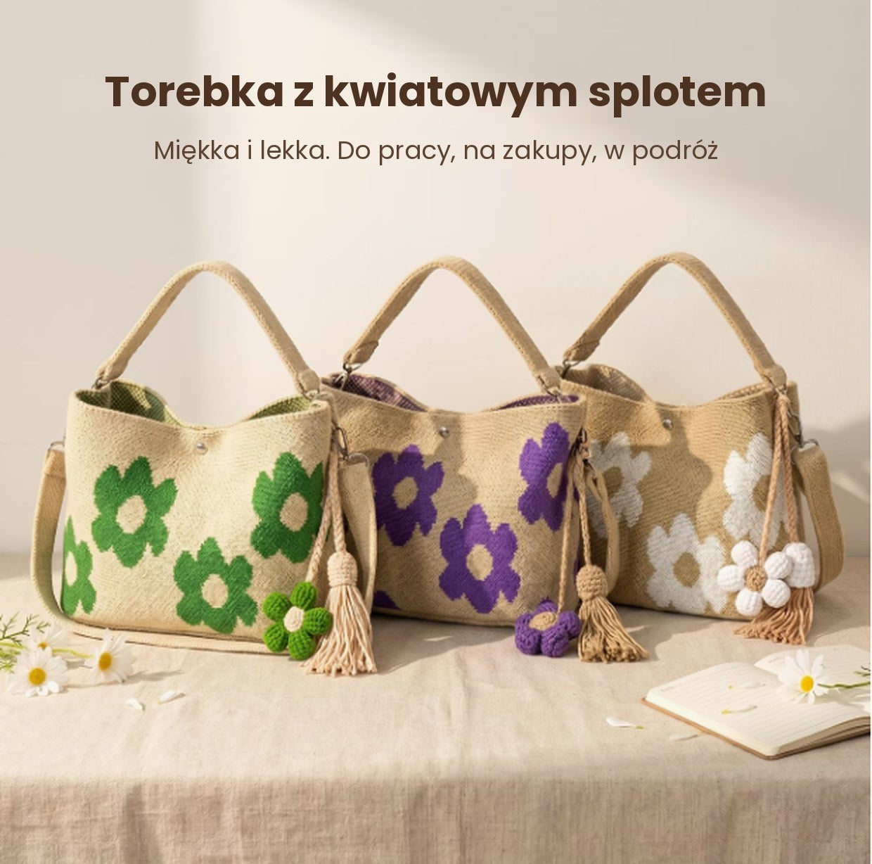 Torebki Kwiatek w trzech kolorach